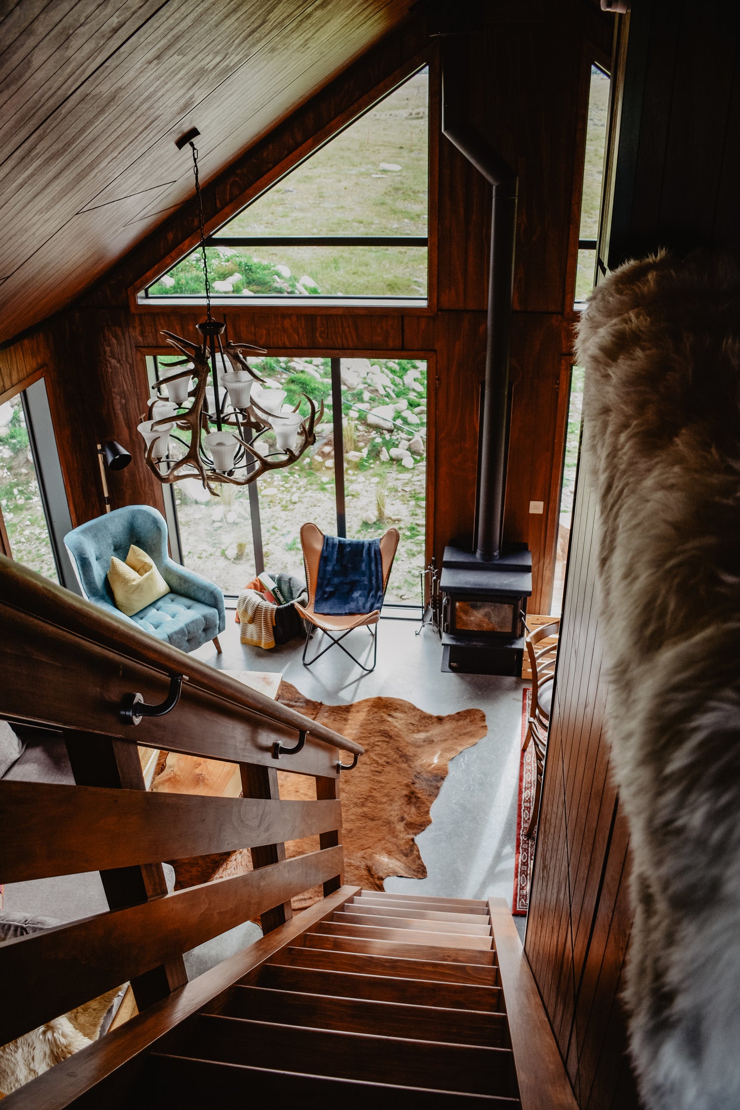 Clean rustic cabin interior in Rossland, BC